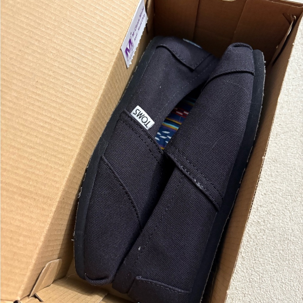 Toms Black Canvas Slip-On Loafers